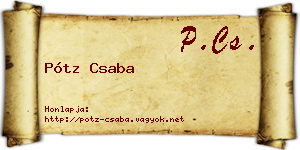 Pótz Csaba névjegykártya